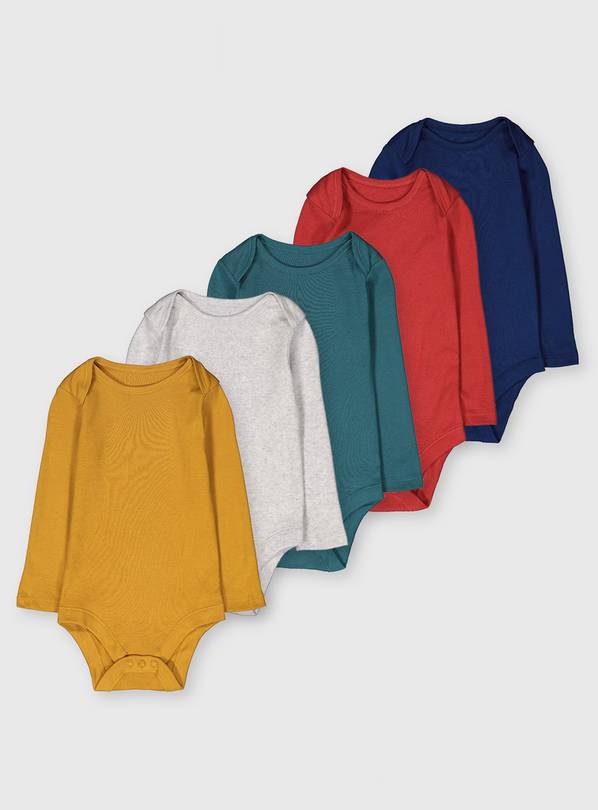 Buy Assorted Long Sleeve Bodysuits 5 Pack Newborn Bodysuits and